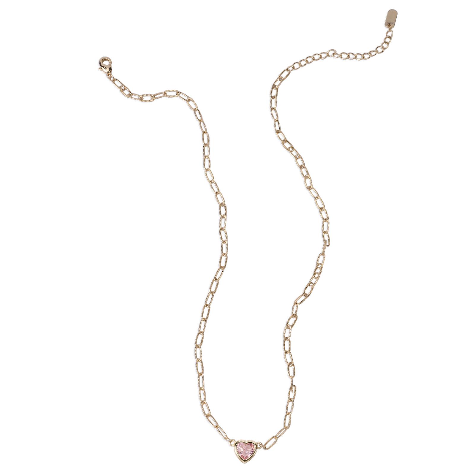 MEIITRUE 14K Gold Plated Heart Necklace for Women, Dainty Zirconia Paperclip Chain Necklace, Pefect Birthday Jewelry Gift for Girls