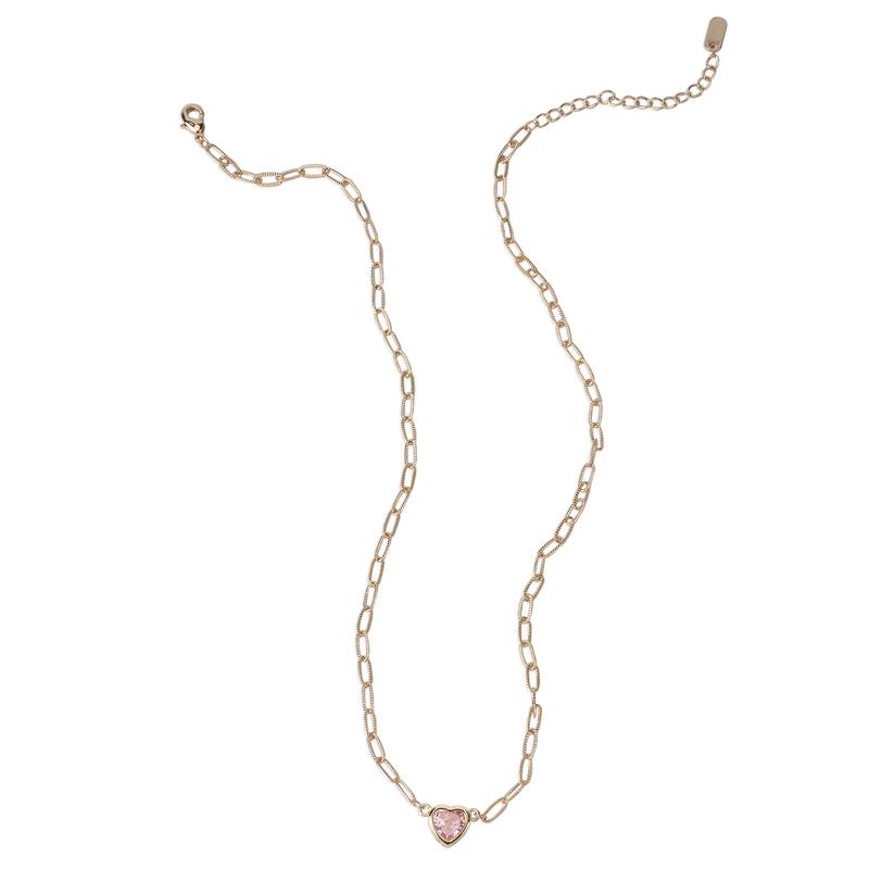 MEIITRUE 14K Gold Plated Heart Necklace for Women, Dainty Zirconia Paperclip Chain Necklace, Pefect Birthday Jewelry Gift for Girls