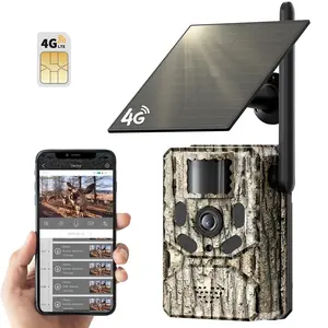 [4K Live]4G LTE Cellular Trail Camera with Forever Solar Powered, Motion Activation 0.2 Second Trigger Time, Unlimited Data Plan Built-in SIM Card(subscription required)