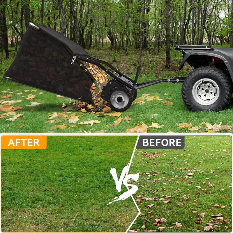 YITAMOTOR 42" / 48"  Lawn Sweeper, Tow Behind Grass Sweeper Leaf Collector, Black Heavy Duty Portable Handle Garden Tool Yard Maintenance