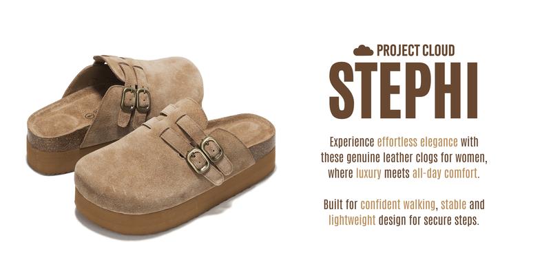 Project Cloud Women's | Genuine Leather Clogs for Women | Memory Foam | Lightweight | Non-Slip - Stephi