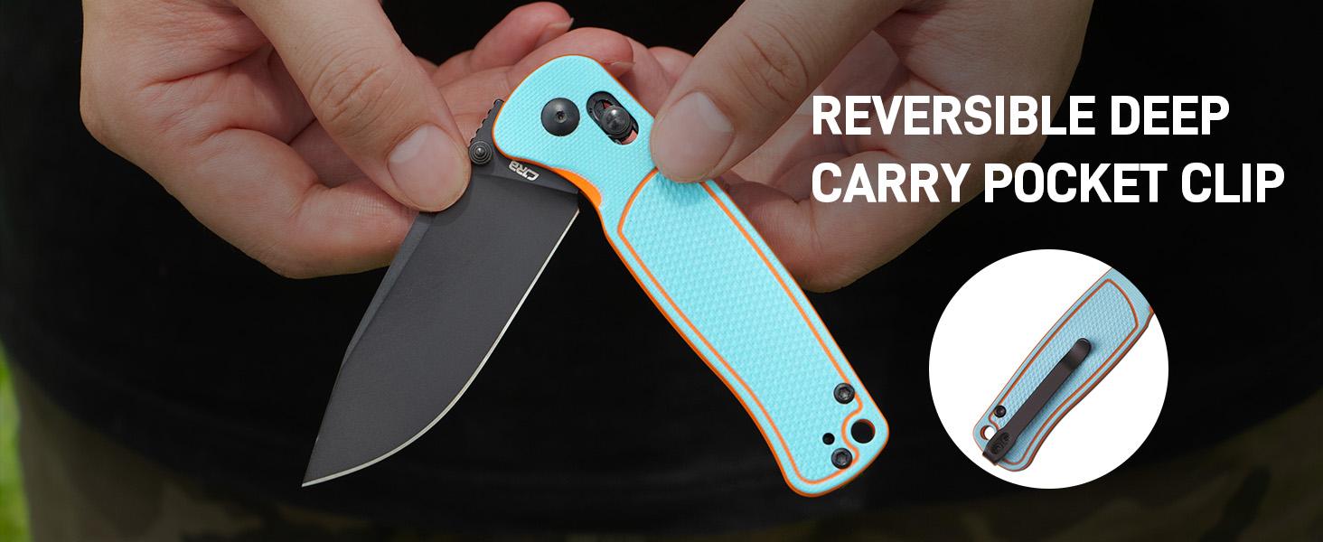 CJRB Shale Folding Pocket Knife, 3.15'' AR-RPM9 Steel Black PVD Blade Dual-tone G10 Handle Folding Knife with Clip, EDC Knife for Men Women, Sharp Camping Hiking Survival Knives