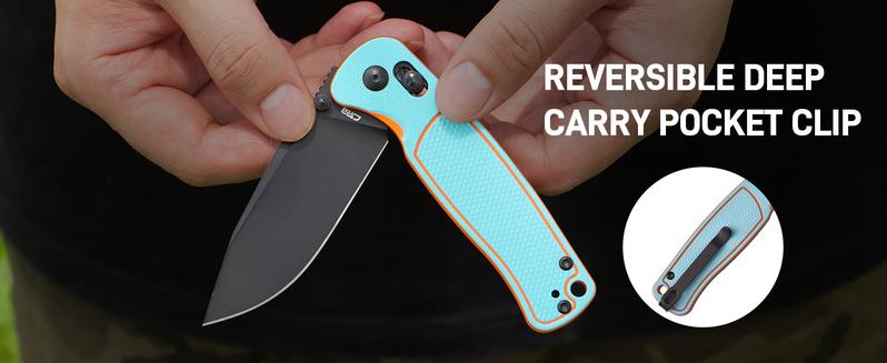 CJRB Shale Folding Pocket Knife, 3.15'' AR-RPM9 Steel Black PVD Blade Dual-tone G10 Handle Folding Knife with Clip, EDC Knife for Men Women, Sharp Camping Hiking Survival Knives