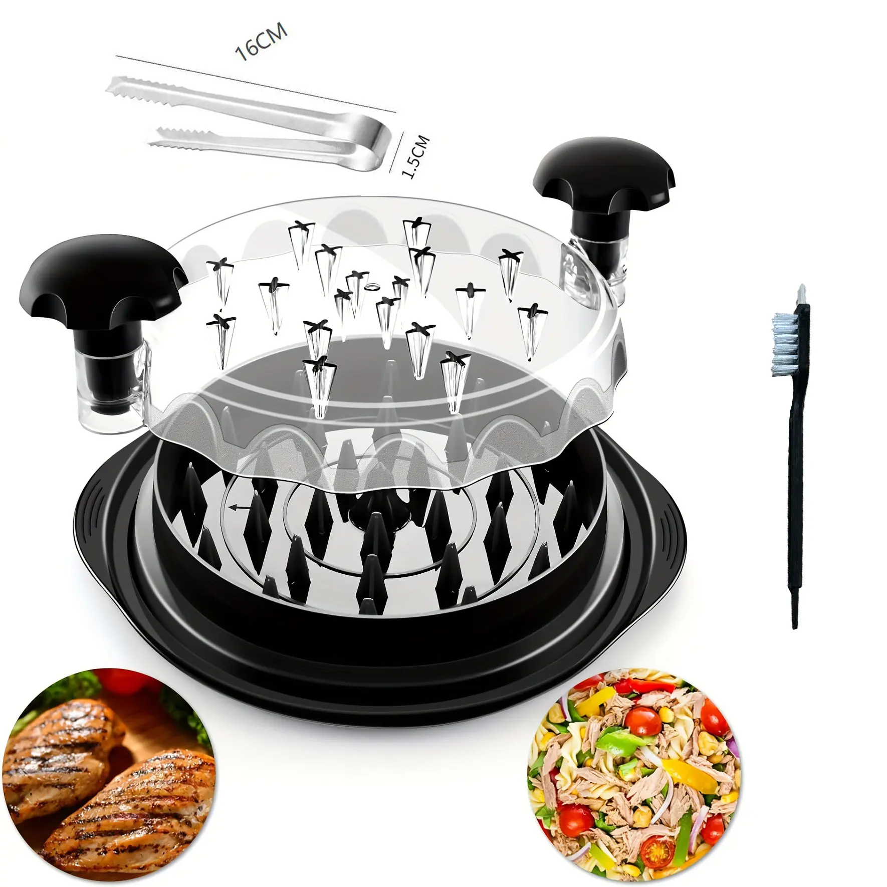 Chicken Shredder Large Chicken Breast Shredder Tool Twist With Anti-Slip Strip, Ergonomic Handle, BPA Free, Meat Shredder Tool Chicken Shredder Tool Twist With Heat Resistant Tong And Cleaning Brush,home essentials