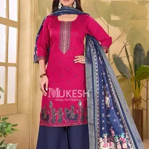 Kurta Set - Black & Pink Embroidered Suit with Matching Dupatta for Women