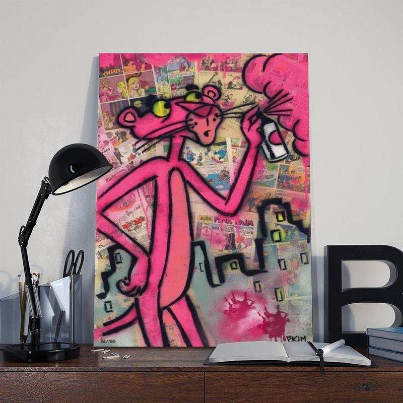Pink Panther Street Art Graffiti Edition Print, Poster with Spray Decor Kitchen