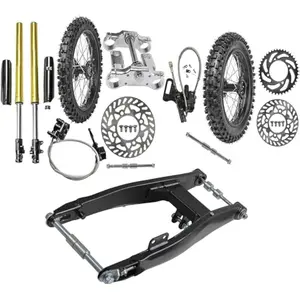 17" 14" Wheels Combo 70/100-17 and 90/100-14 Tire with Rim + Front Forks End Triple Clamp + Rear Swing Arm Disc Brake Assembly for Dirt Pit Bike Apollo SSR 110cc 125cc 140cc 150cc 160cc