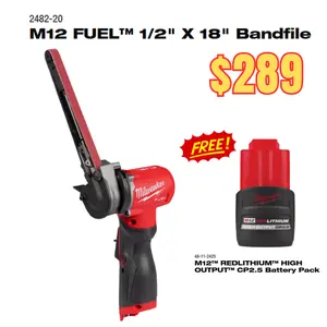 M12 FUEL™ 1/2" X 18" Bandfile 2482-20 with Free CP2.5 Battery Pack