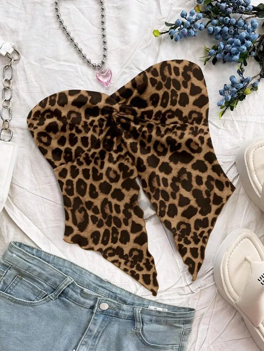 Soleia Casual Simple Leopard Print Women's Top, Suitable For Summer,Tube Top Suitable For Going Out