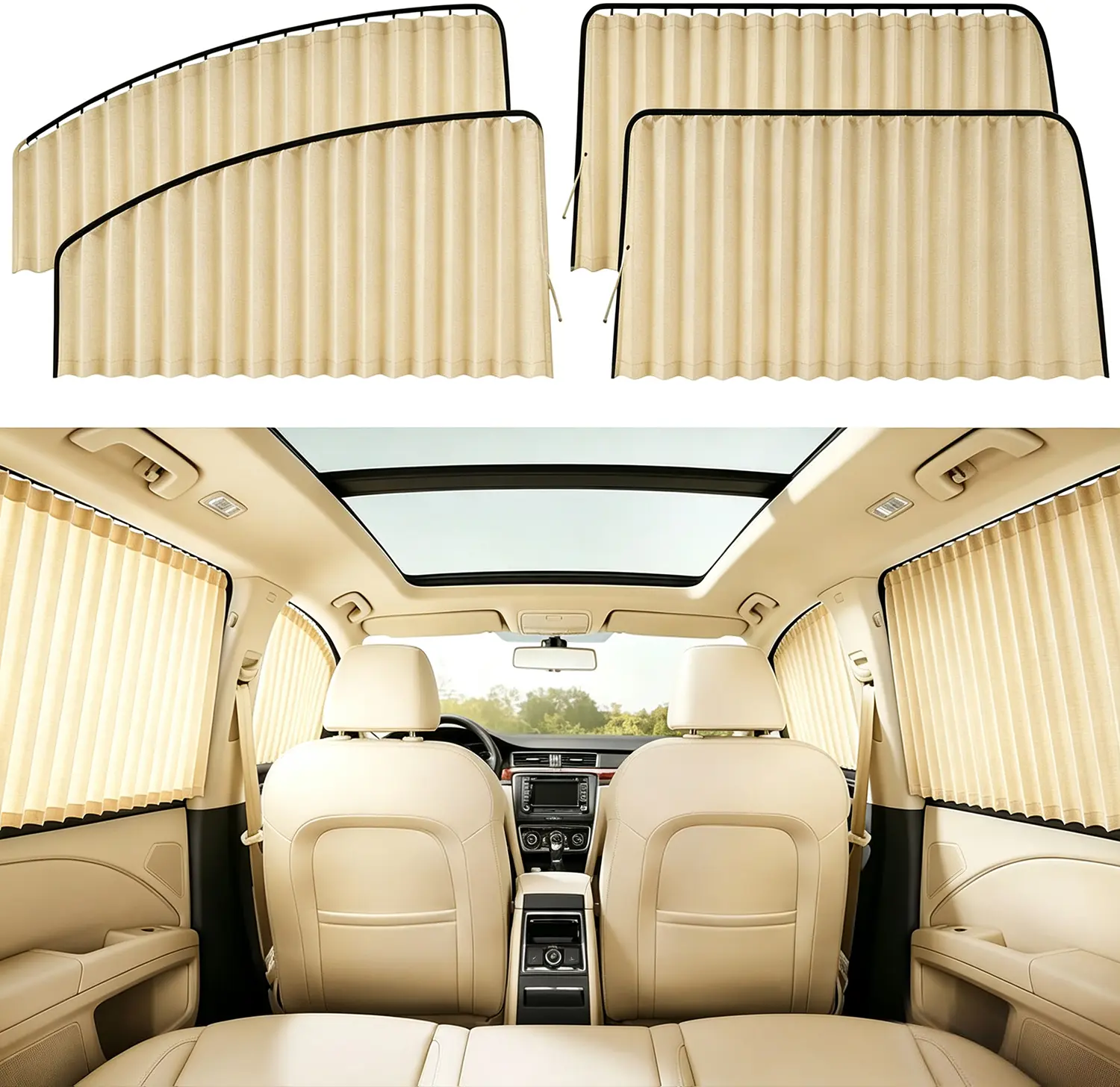 Magnetic Car Window Curtains, 99% UV Blackout Privacy Shades, Blocks 99% UV Glare to Keep Your Car Cool, Ideal for Breastfeeding, Baby Naps, Van Camping, or Private Work Breaks