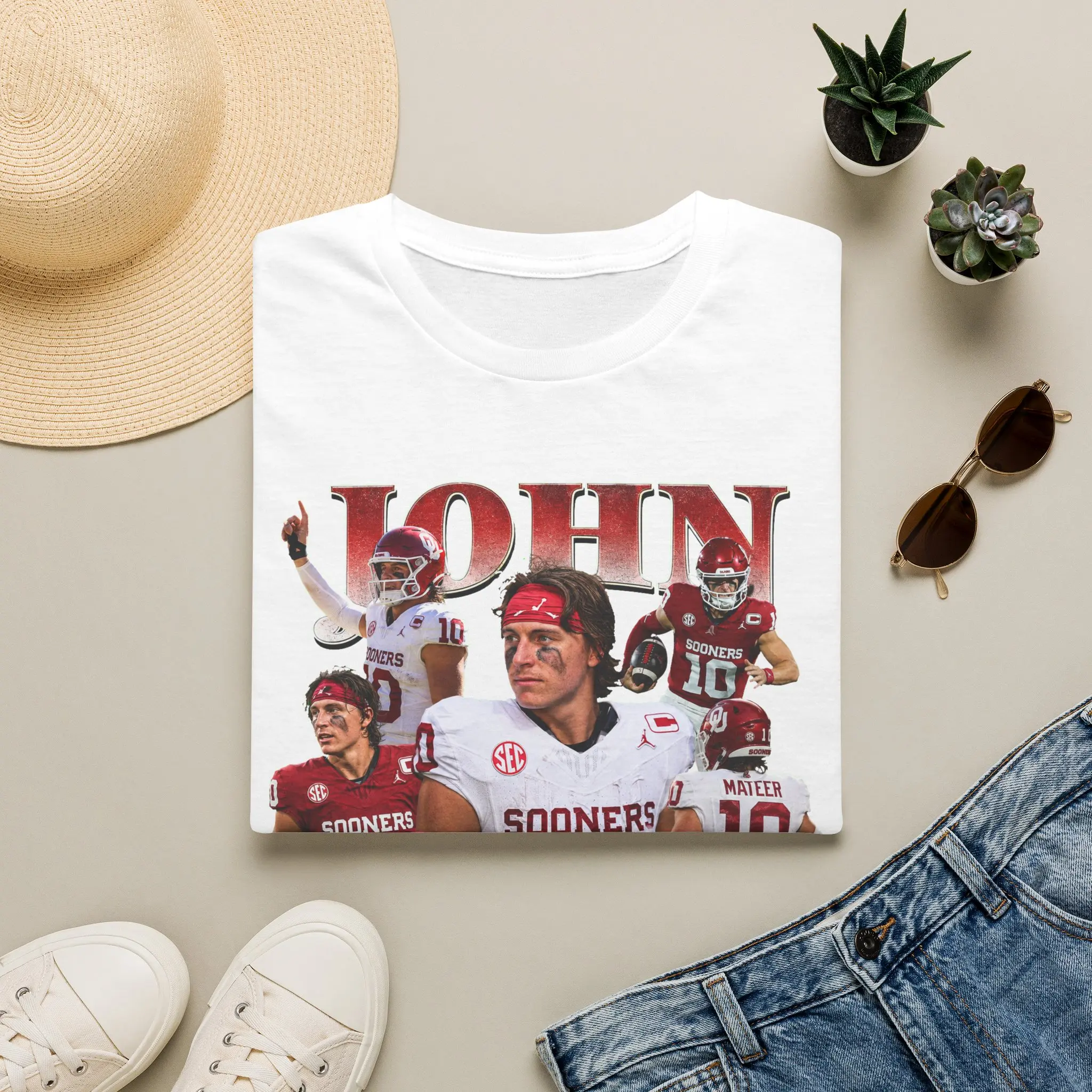 John Mateer T-Shirt | Football Collage Sooners Jersey