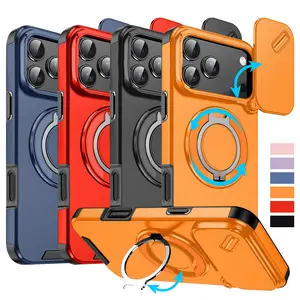 Fogepix Magnetic Case for iPhone 17 Pro Max 16 15 14 13 12 Case with 360 Rotatable Ring Kickstand Holder & Camera Lens Protector Case Military Grade Shockproof Protective Cover