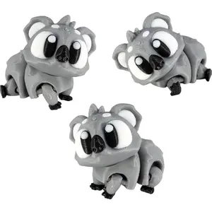 PowerTRC 3D Printed Articulated Koala Fidget Toy 3 Pack – Flexible Cute Animal Desk Decor, Adult Fidget Collectible – 3D Printed in USA