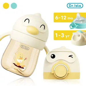 Dr.Isla PPSU Leakproof Sippy Cup, 2-in-1 Baby Training Cup with Weighted Straw, No Spill Anti-Colic Toddler Cup with Non-Slip Handles, Cute Diver Duck Design, BPA-Free, 6-12M, 1-3 Years, 240ml 9oz, Easter Basket Stuffers for Baby