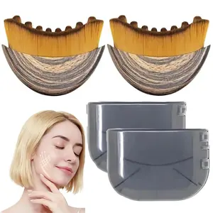 2PCS Face Lymphatic Contour Brush for Jawline Sculpting & Chin Contouring Ergonomic Dry Brush Massager for Facial Fatigue Relief Gentle & Effective