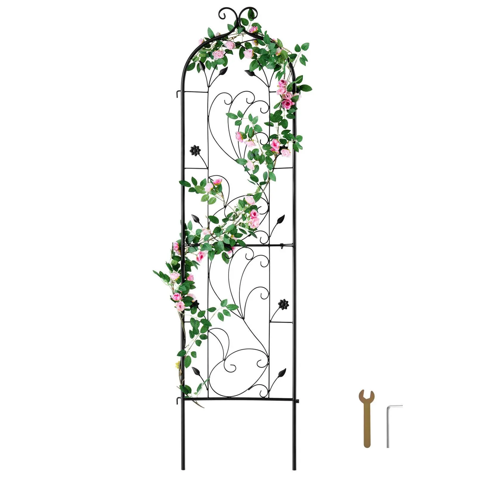 【summerfinds】VEVOR Rustproof Metal Garden Trellis - 60x15 in Metal Arbor Garden Arch, Outdoor Support for Climbing Plants, Roses, Cucumbers, Clematis, Decorative for Courtyards, Lawns, Metal Arbor Trellis, Garden Arch Trellis