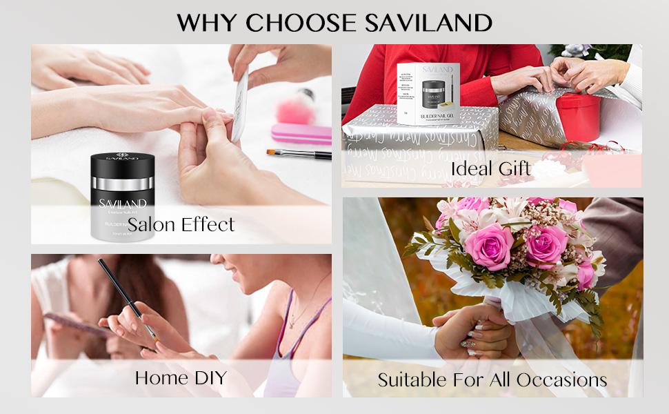 SAVILAND Builder Nail Gel with Air Cushion Design, Clear Hard Gel for Nails Extension Gel, Builder Base Nail Gel & Strengthener Gel Nail Art Manicure Set with 100pcs Nail Forms and Acrylic Brush Nail Care Nail Polish Cutics Cosmetic