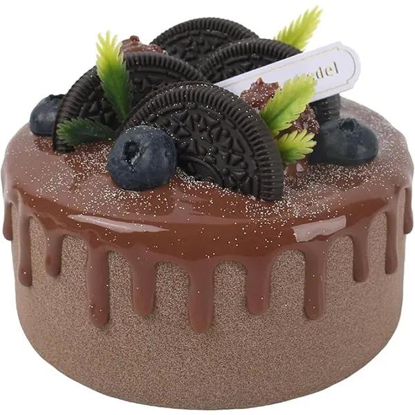 Fake Cake Dessert Artificial Cake with Chocolate Blueberry Realistic Faux Food Model for Home Kitchen Decoration Display Photography Props