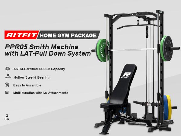 New RitFit PSR05 Smith Machine Home Gym Package with 13 Accessories Included smith machine squat machine power rack Strength Training Equipment Lat Pulldown System