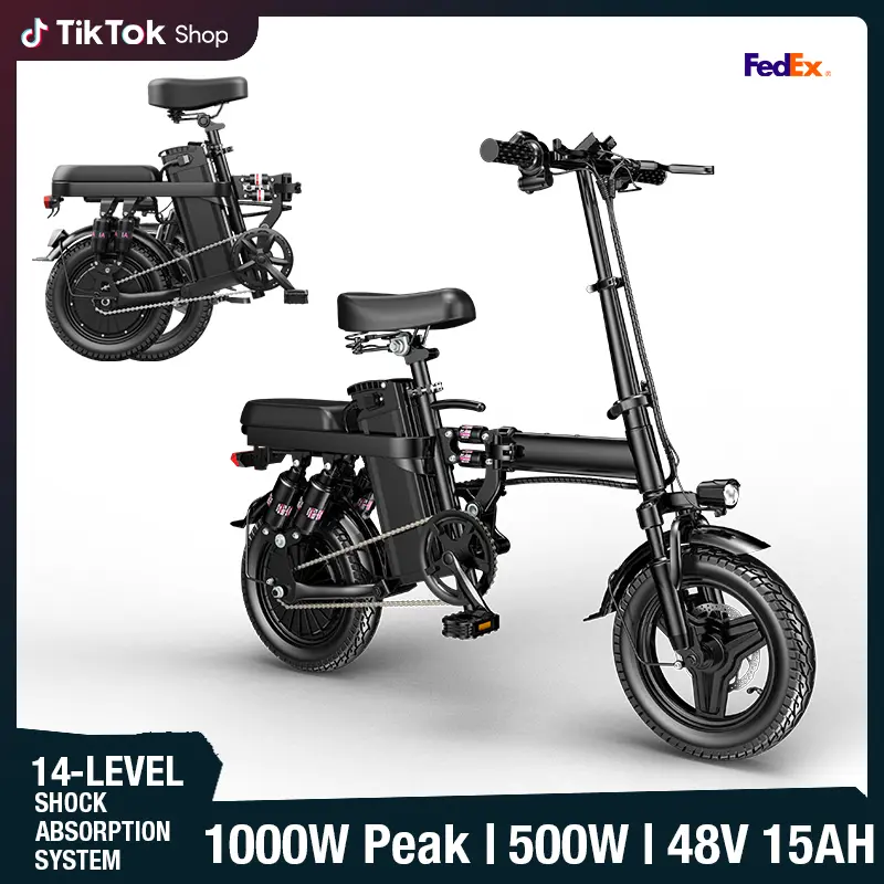 Black Technology Folding E-Bike for Adults, High-Speed Rechargeable Commuter with 500W Motor, 48V 15Ah Battery, Dual Disc Brakes, UL2849 Certified, Youth, Compact Fold, Folding Design tiktokshopbacktoschool