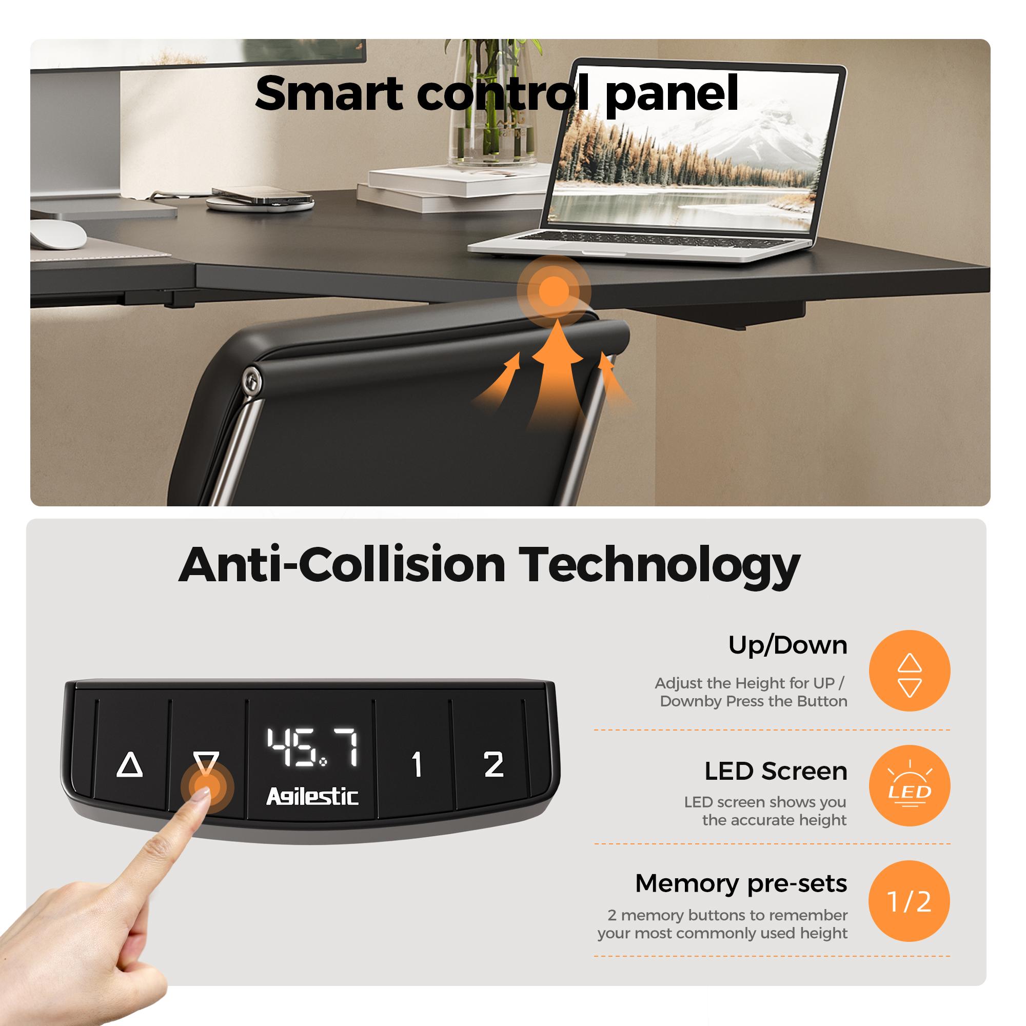 Agilestic L-Shaped Electric Standing Desk, Height Adjustable Sit-Stand Desk for Home Office, Ergonomic Computer Desk with Splice Board, Gaming Desks Gifts for Men and Women,Black/Rustic Brown/White/Oak