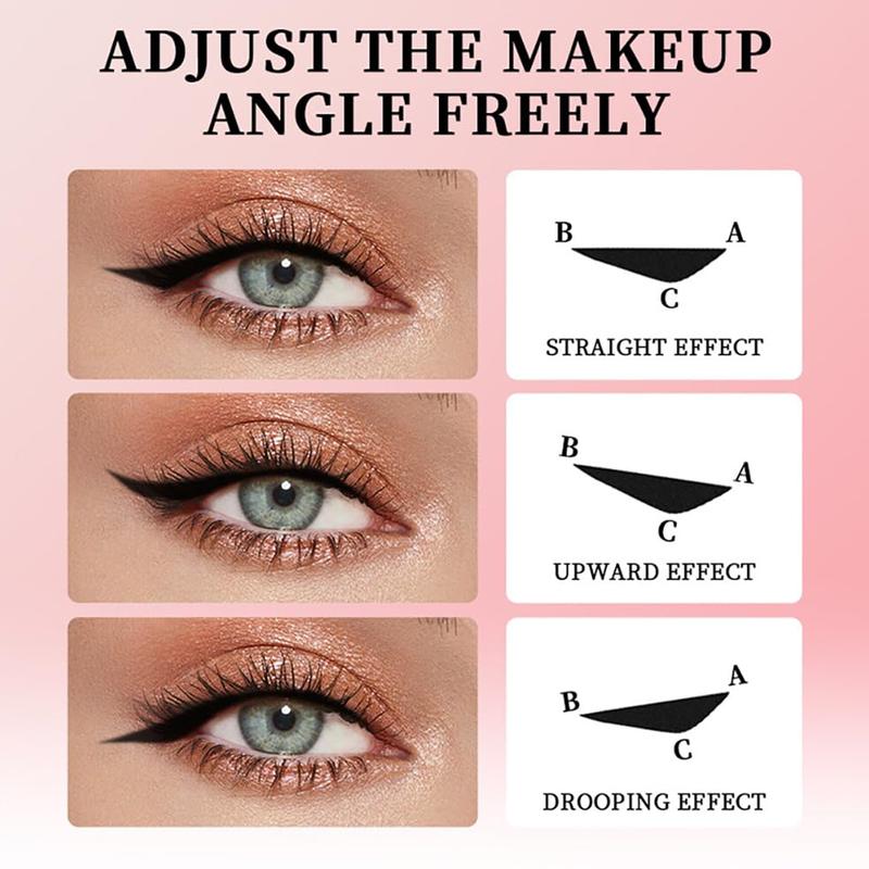 Eyeliner Pen, equipped with a foldable tip, featuring long-lasting, quick-drying, water-resistant and non-fading properties. Eyeliner tool stamp, equipped with lazy dual-head tips (black and brown)