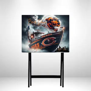 Custom Bears Tv Tray Table - Wooden Multi-Purpose Design with Hand-Printed Epoxy Finish 18.9x26.4x14.5 Inches