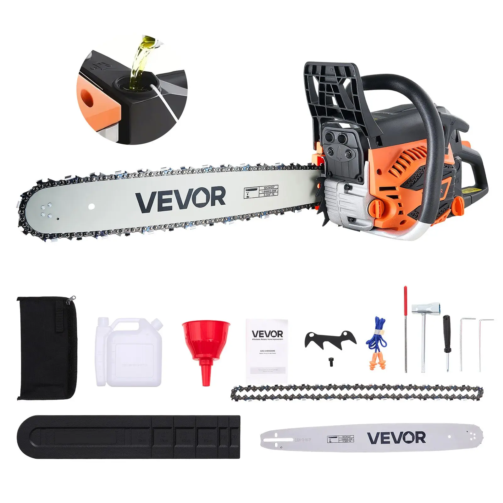 【Summerfinds】62cc Gas Chainsaw 3.8 HP Gas Powered 20 inch Chainsaw For Wood Cutting