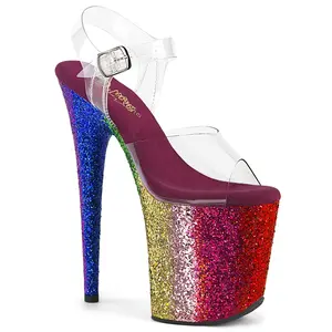 Pleaser 808RGB Rainbow High Heel Platform Shoe, Women's Sandal Footwear
