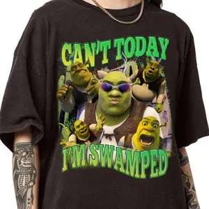 Can't Today I'm Swamped Shirt, Shrek Funny Trending Shirt _Trending Tee, Shrek Face Meme Shirt Classic Cotton Breathable Clothes graphic tee