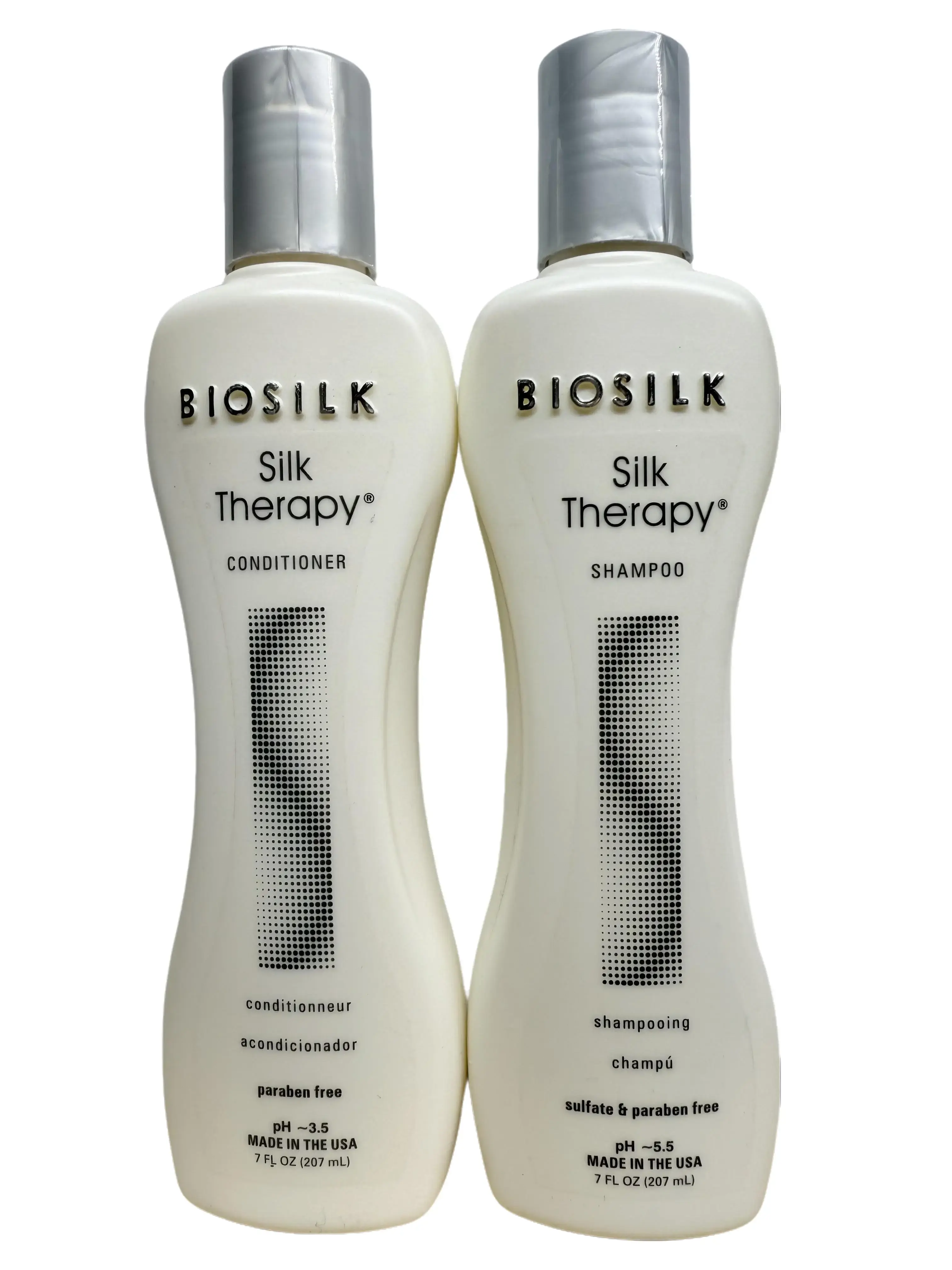 BioSilk Silk Therapy 2-Piece Shampoo and Conditioner Duo Set, 7 Oz Each - Gentle Cleansing, Moisturizing Formula for Hair Care Routine, Shiny Smooth Replenished Hair (Sulfate-, Paraben-, Cruelty-Free)