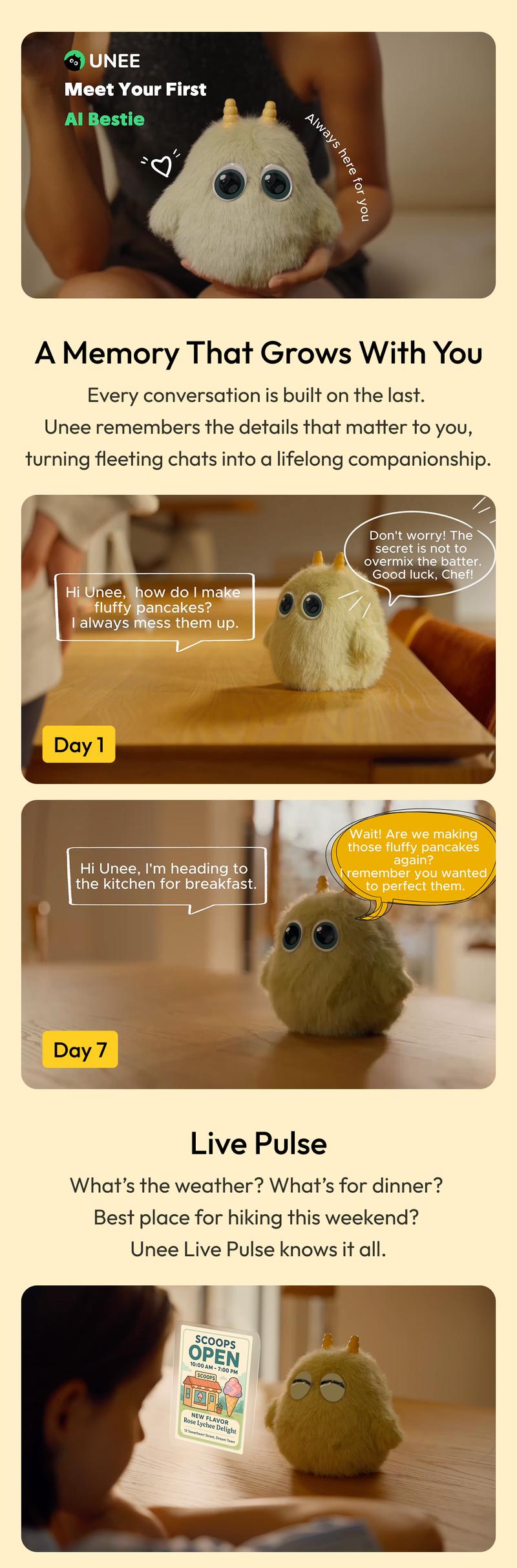Unee - Your first AI Bestie| Optional Subscription| Smart Toy| Soft Plush