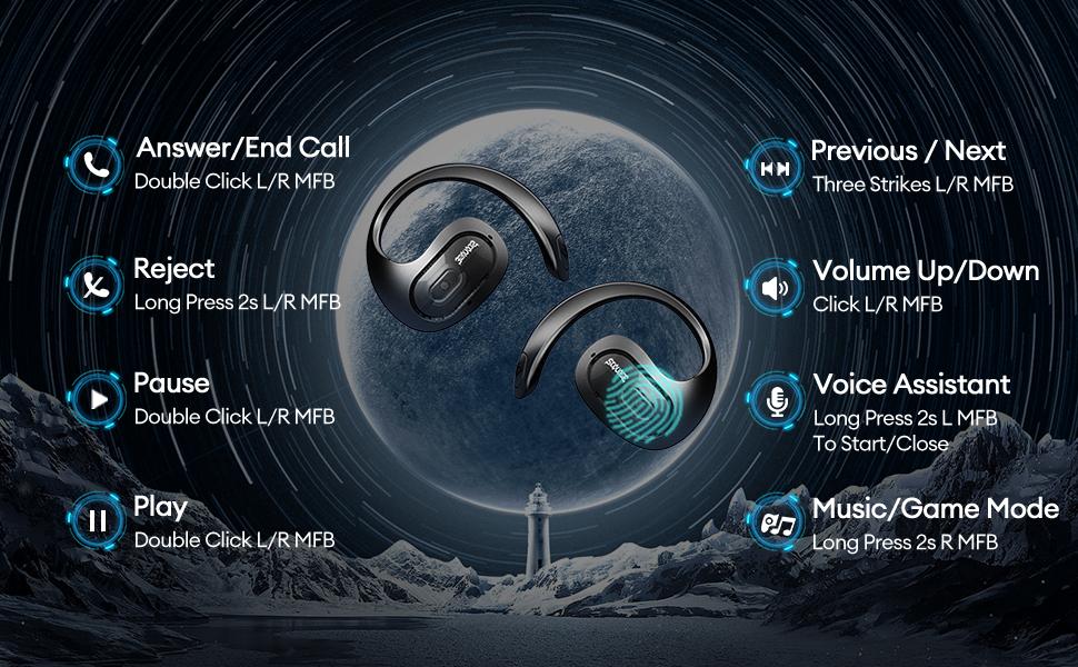 Transformers Open Ear Headphones Wireless Bluetooth 5.4, Open Ear Earbuds IPX5 Waterproof Noise Cancelling Running Sport Wireless Bluetooth Earbuds with Mic and Earhooks for Android/iOS Black Transformers Open Ear Headphones Wireless Bluetooth 5.4, Open Ear Earbuds IPX5 Waterproof Noise Cancelling Running Sport Wireless Bluetooth Earbuds with Mic and Earhooks for Android/iOS Black