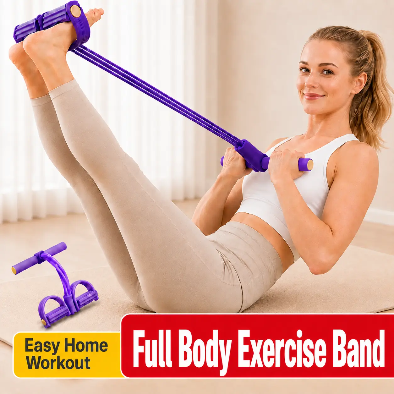 Multi-functional Pedal Resistance Band Trainer - Portable Pedal Fitness Equipment for Home Gym, Full Body Workouts, Abdominal Training, Strength Training Band, Pedal Resistance Bands