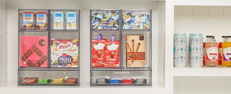 Vtopmart Stackable Storage Drawers Set of 2-8 Clear Plastic Organizer Bins for Nursery Bottle Station and Beauty Supplies Vanity Bathroom Cabinet Pantry Organization Multi-Size Flexible Design BPA-Free Safe New Year Gift