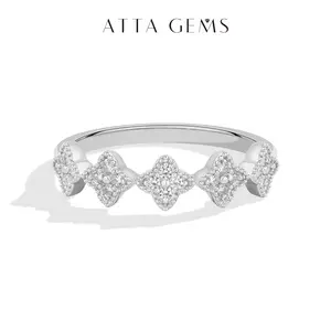 ATTAGEMS Classic Flower Design D Color VVS1 Lab-Created Moissanite Ring for Women and Gilrs 925 Sterling Silver Ring Perfect for Date Daily Wear Birthday Holiday Valentine's Day Gift Fine Jewelry R352, Fine Jewelry Rings, Floral Rings summerwins,summerwin