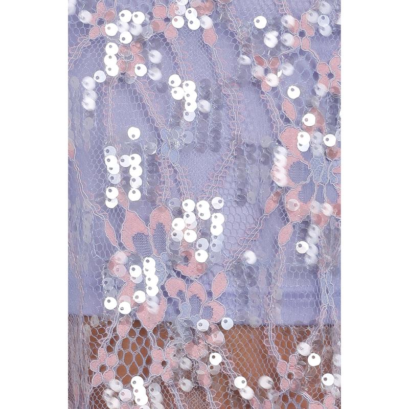 Yonder Sheer Panel Lace Maxi Skirt - Purple