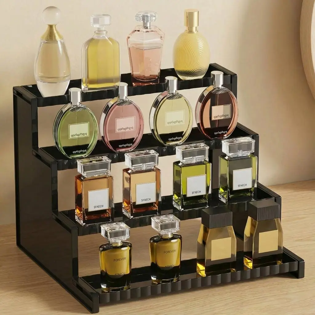 Lifewit 12 in Display Stand with Decorative Fences - Cologne Stand Display, Vanity Accessories Racks for Figures, Cupcakes - House Organizers, Organizer Storage for Bathroom Vanity, Rectangle,dorm room inspo,college dorm essentials,dorm haul