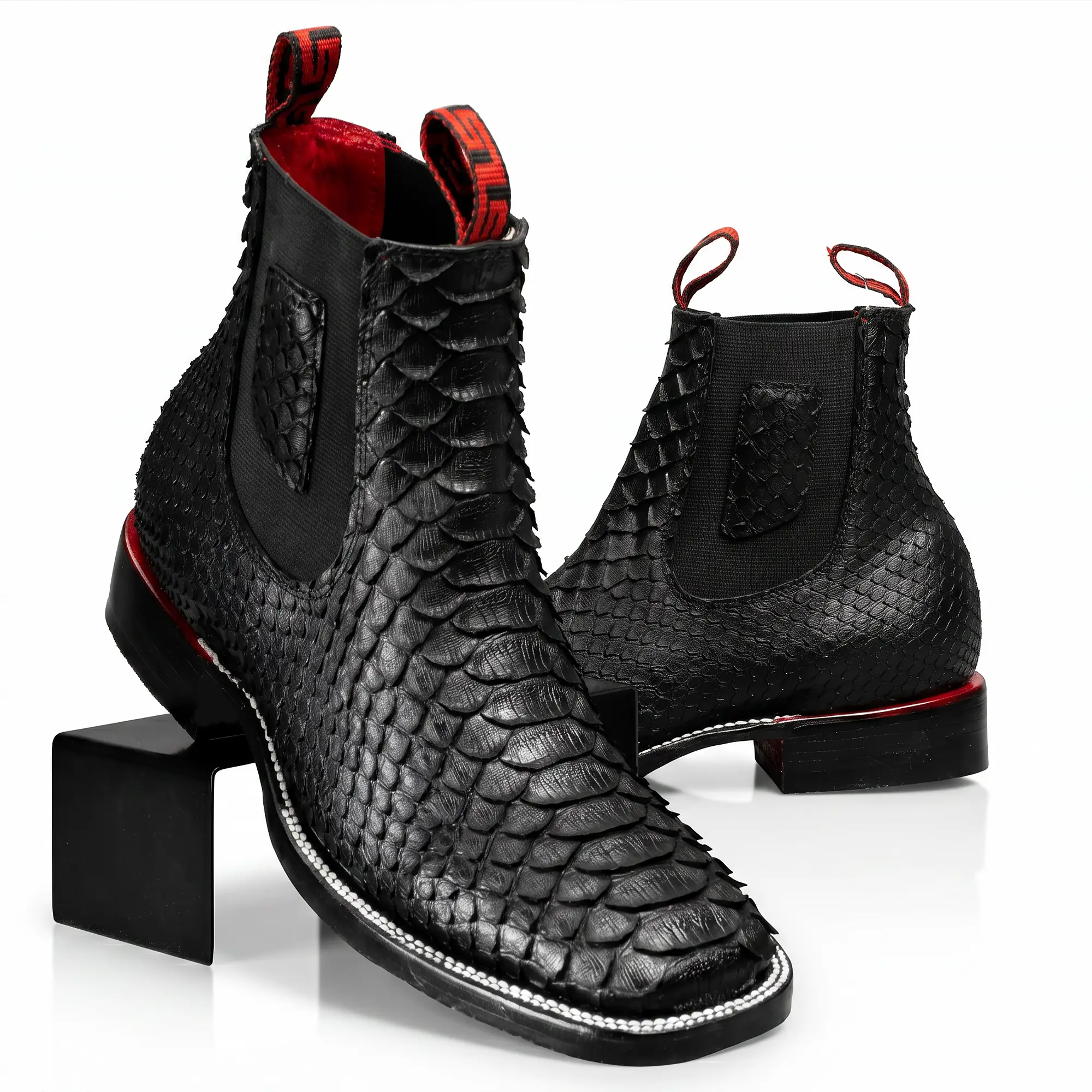 Cowboy Square Toe Cowhide Leather Ankle Boots - Premium Full Leather, Rodeo Style Made in Mexico for Men