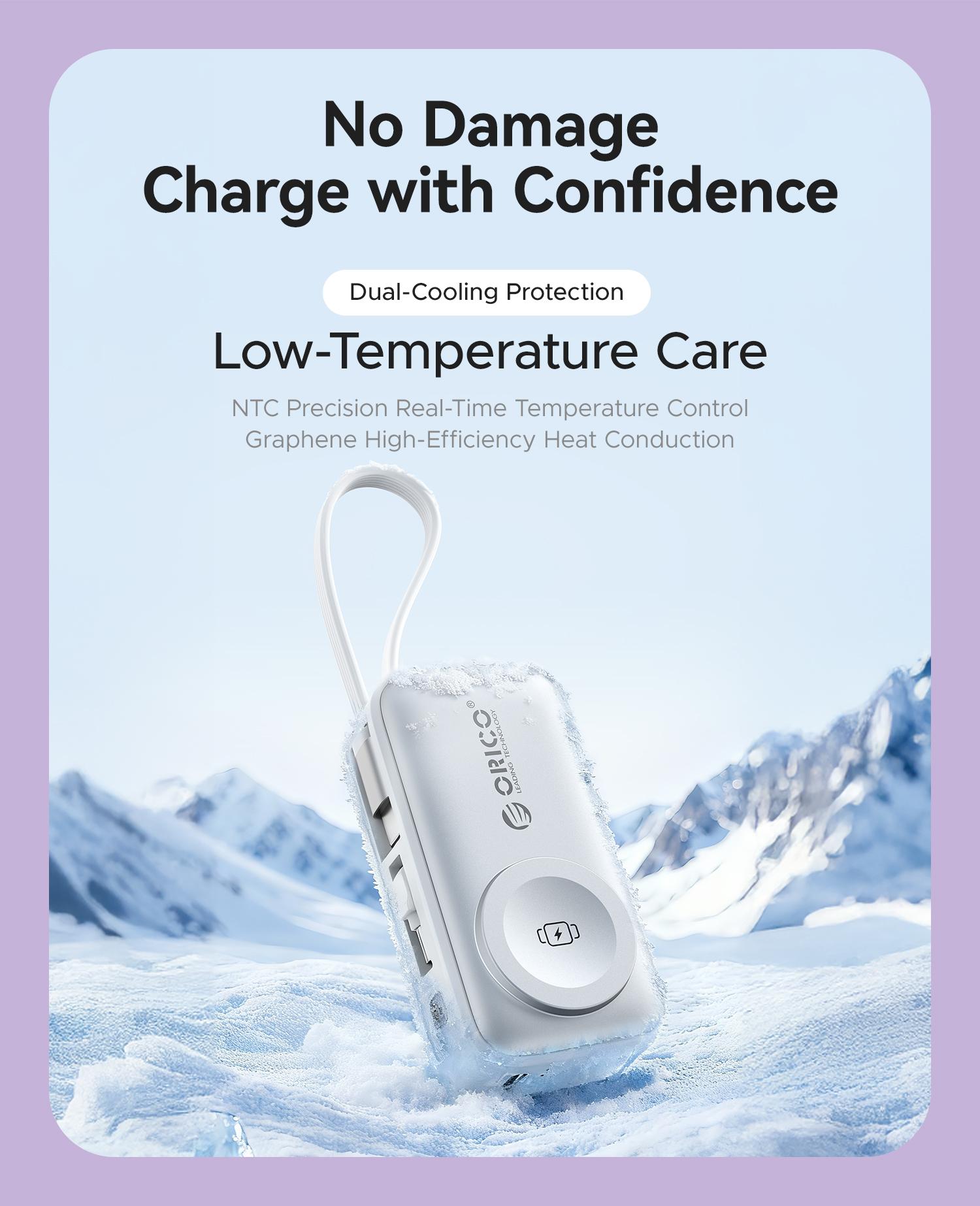 Orico 3-in-1 Portable Power Bank with Integrated Cable, Watch Wireless Charging, and Foldable Wall Plug – Compact Fast-Charge Battery for iPhone & Android - S18