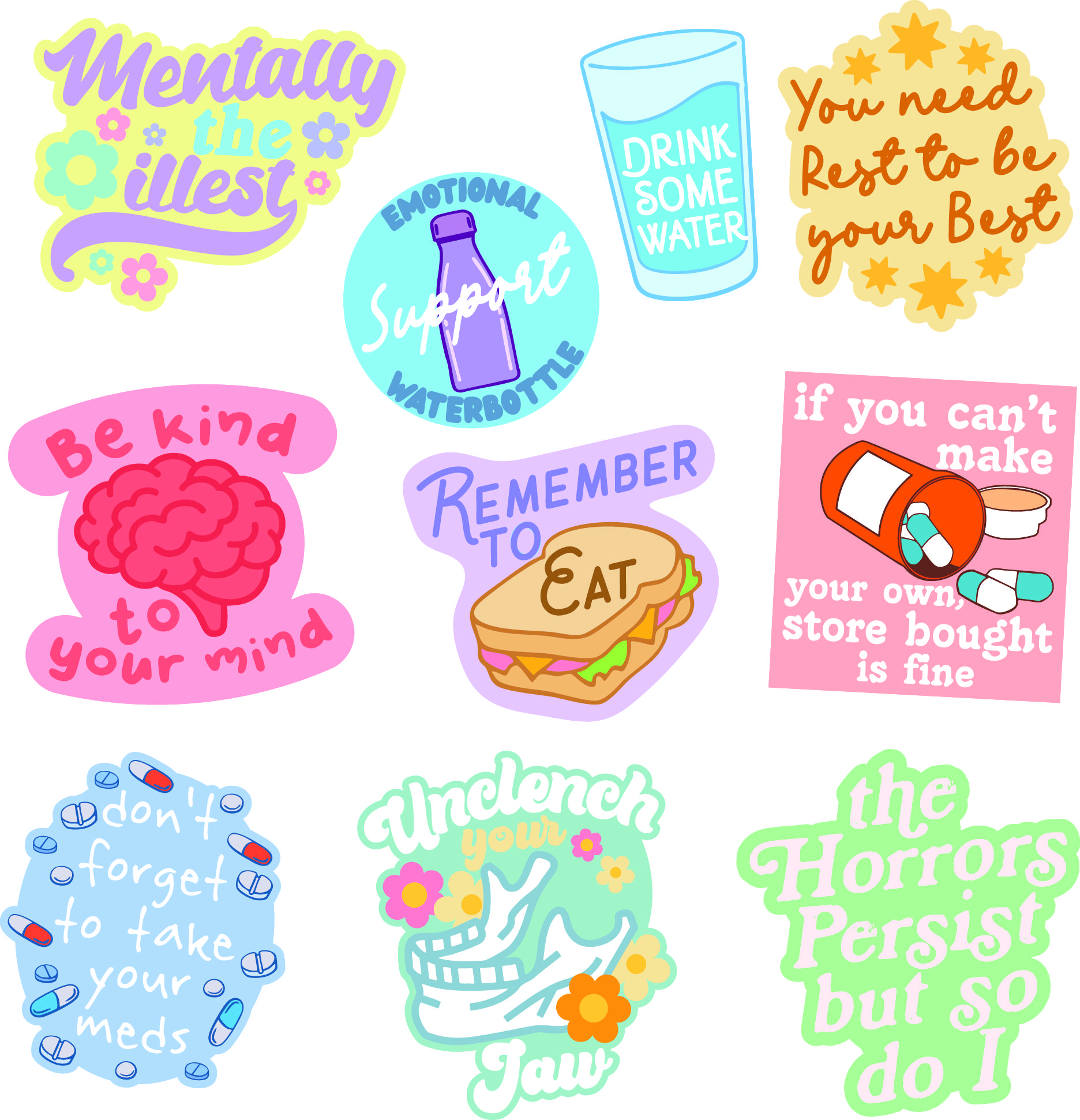Mental Health Sticker Extra Large Stickers for Adults Funny Adhesives with Memes Funny Stickers with Colorful Graphic Decals Funny Sarcastic  Multi