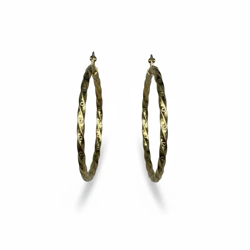 Twist Hoop Earrings - Gold-Tone Twisted Design for Everyday Wear