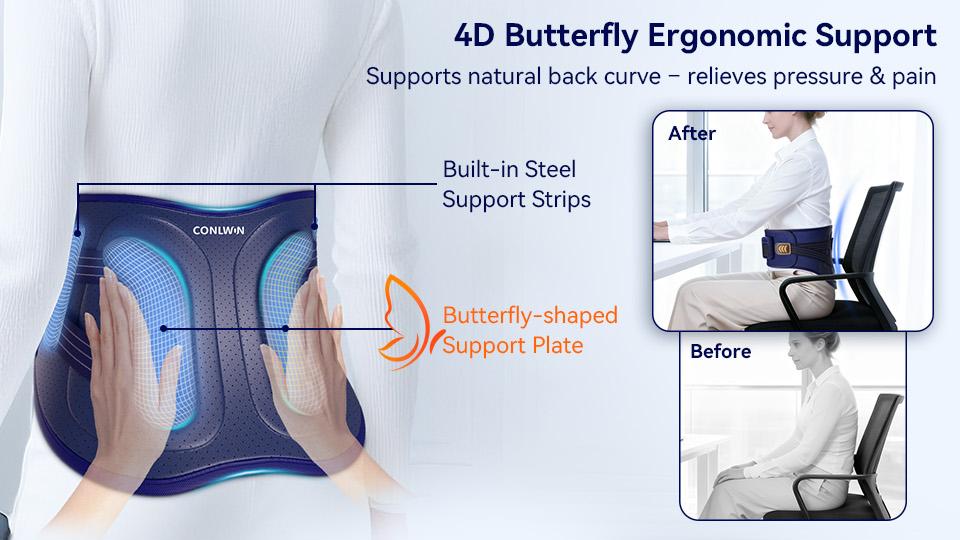 CONLWIN 68" Cordless Heating Pad  with 5 Heat & 6 Vibration, Lower Back Massager with 4D Butterfly Support, Portable Heating Pad Gift for Women Men Mom Dad, FSA Eligible HSA