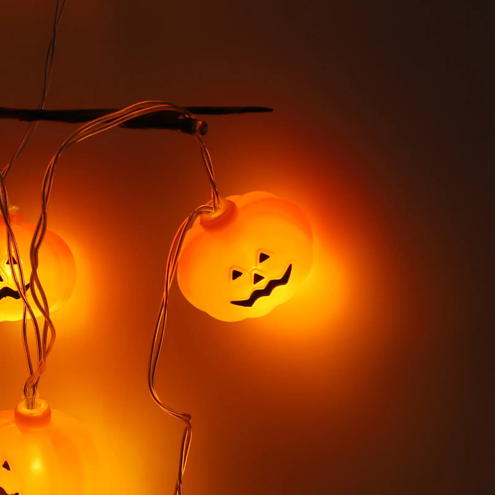 Spooky Halloween Pumpkin LED String Lights, Jack-o'-lantern Decorative Fairy Lights for Doors, Windows and Yard Holiday Decor