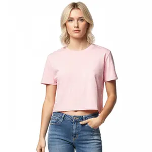 Women's Relaxed Fit Cropped Tee, Multi Pack Crewneck Soft Cotton T-Shirts