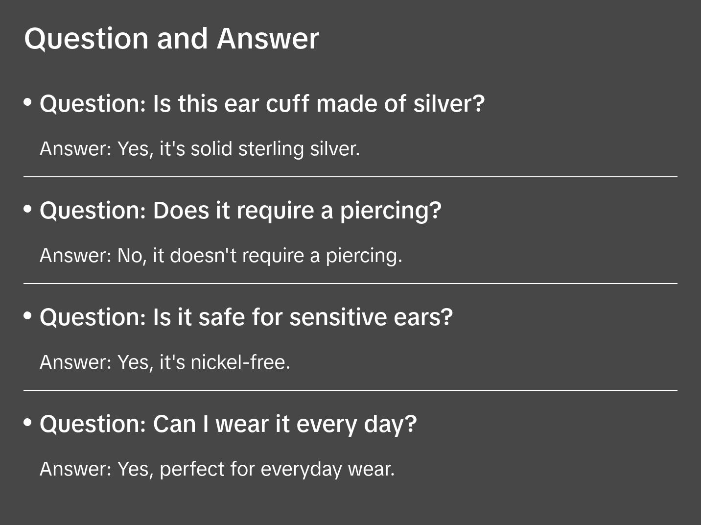 Single Glitter Ear Cuff - Simple Design with Glitter Accents, Ideal for Everyday Wear 925 sterling silver