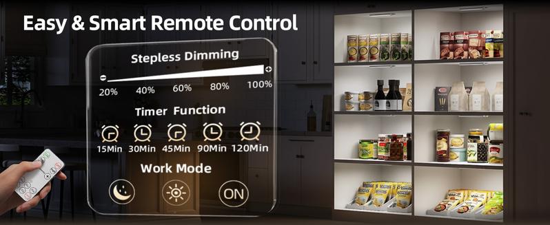 EZVALO Under Cabinet Lights, Motion Sensor Light Indoor, 2400mAh USB Rechargeable LED Closet Lights with Remote, Timer, Dimmable Magnetic Installation Lighting for Kitchen, Wardrobe, Cupboard, Pantry, Hallway, Garage, Stairs, Valentine's Day Gift