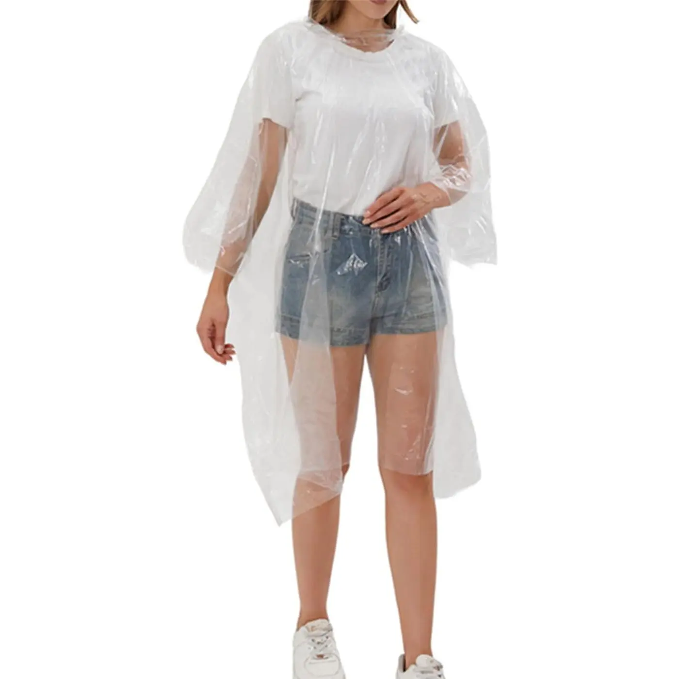 4Pcs Disposable Adults Clear Rain Ponchos,Transparent Waterproof Raincoats Rain Jackets