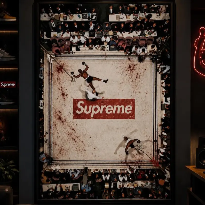 Supreme Boxing Ring Poster, Hypebeast Home Decor, Boxing Room Decor