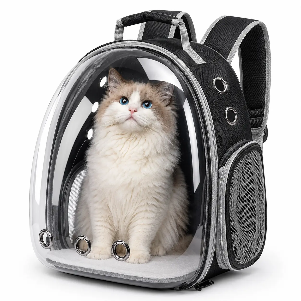 Cat Backpack, cat carrier,Airline Approved Bubble Carrying Bag for Small Medium Dogs Cats, Space Capsule Pet Carrier Dog Hiking Backpack Travel Carrier, Padded Straps, Free Toy Ball or Collar, Mochila para Gatos transportadora, Black